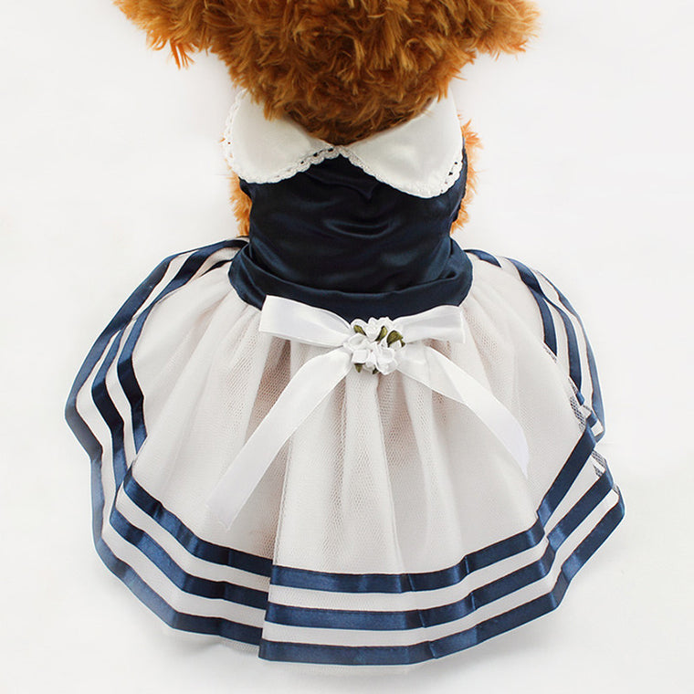 Tutu Lace Sailor Dog Dresses Stripes Skirt