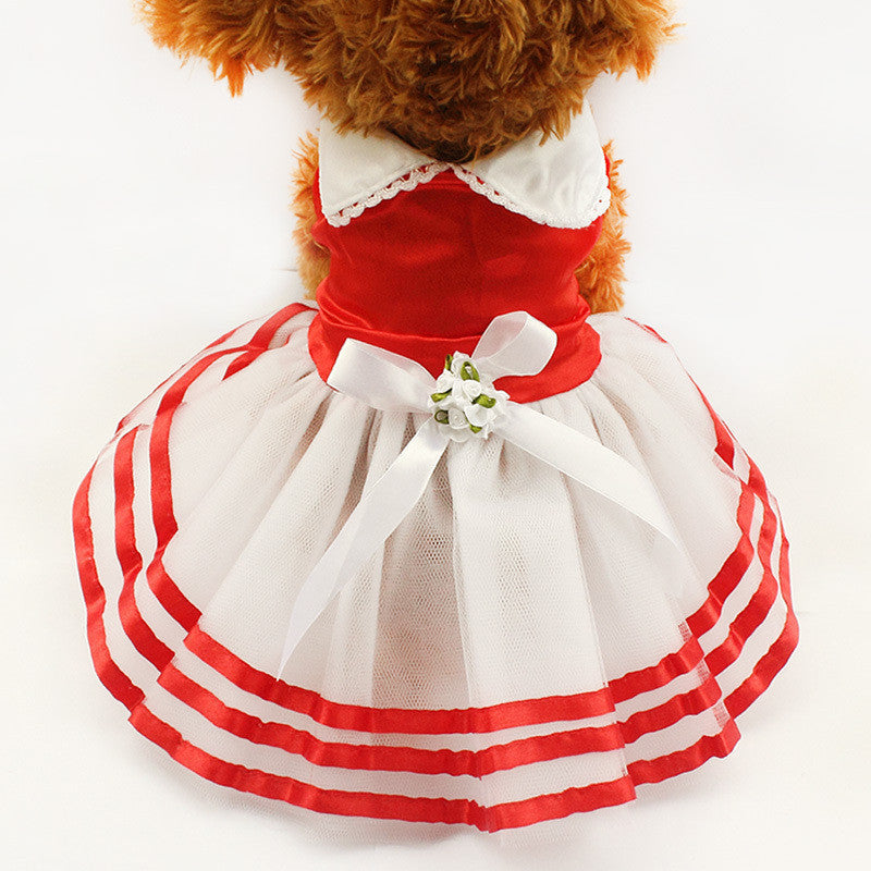 Tutu Lace Sailor Dog Dresses Stripes Skirt